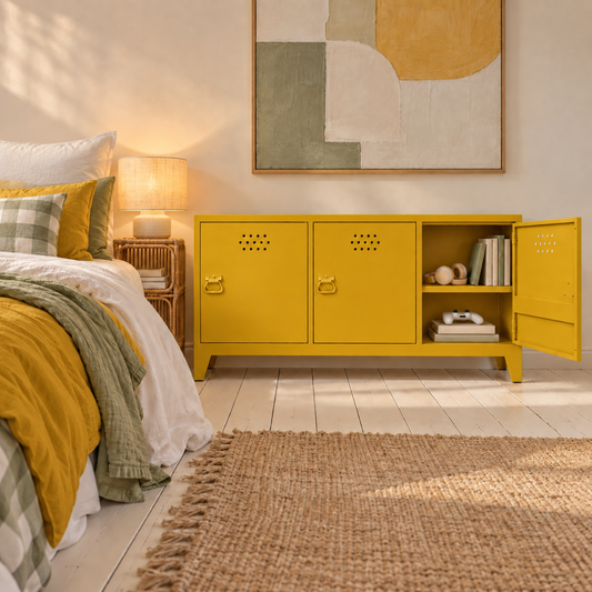 Pany TV Locker - Hardal Sarısı - RAL 1005 - genç odası stil - hardal tekstiller - tek ekoseli yastık - kare 2048x2048 v5