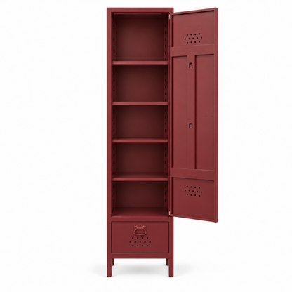 Petto Skinny Locker - Bordo - RAL 3005 - açık stüdyo - yan yüzey raf delikleri v2