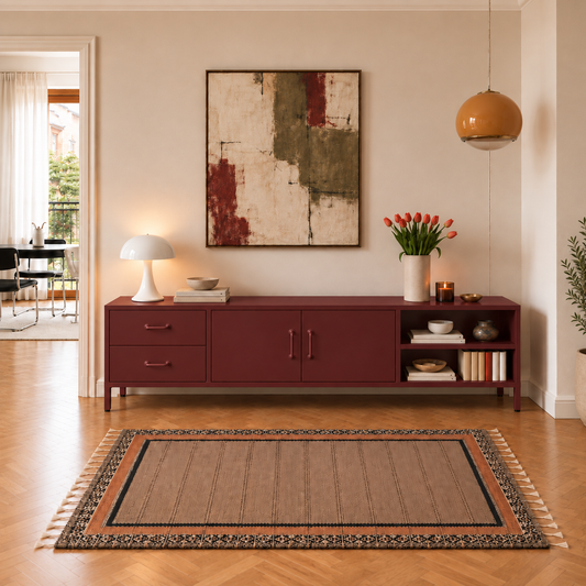Petto Tira - Bordo - RAL 3005 - stil görseli - sıcak iç mekân - mat boya - kare 1254x1254 v4