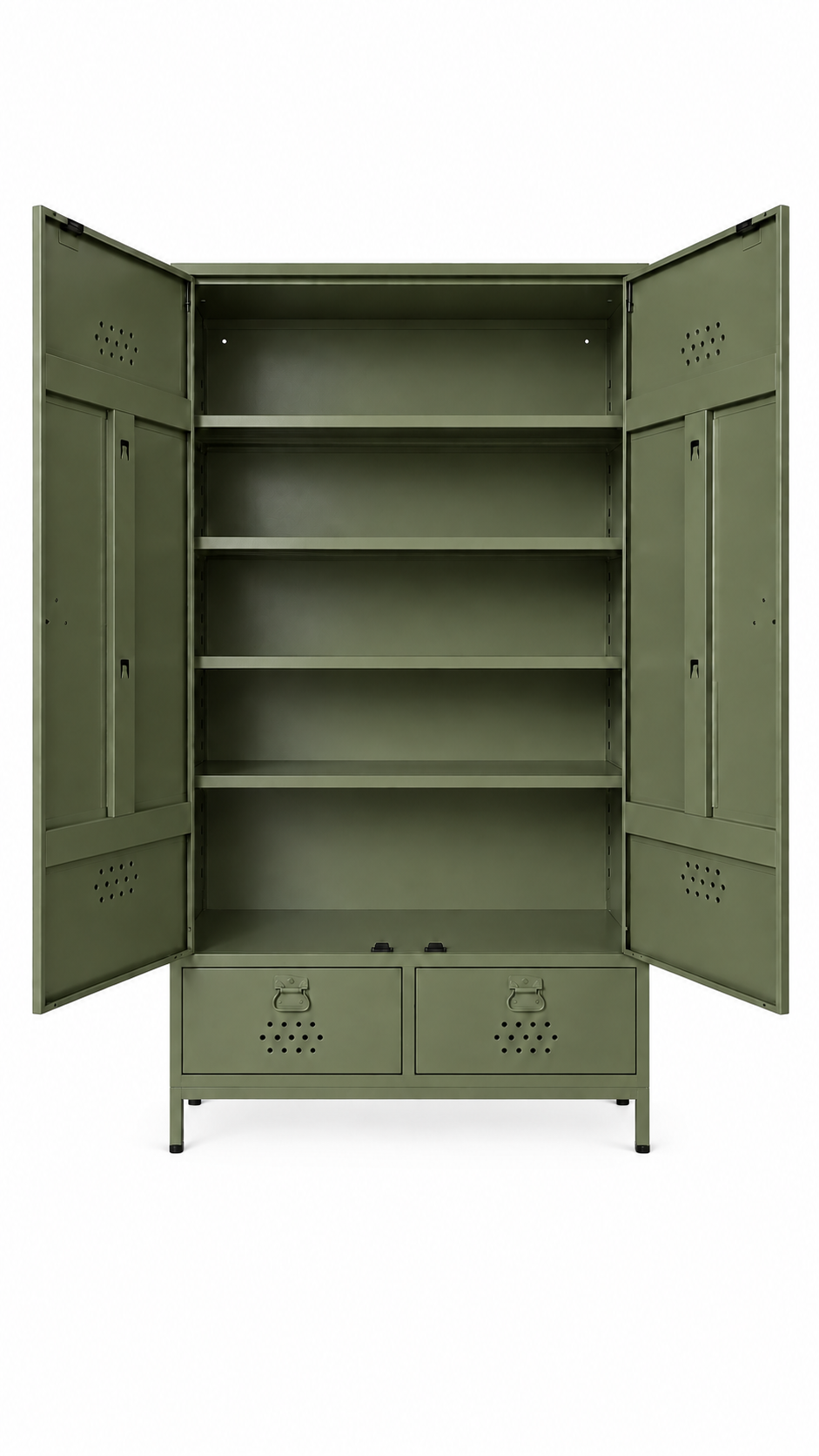 Petto Twiny Locker - Zeytin Yeşili - RAL 6003 - açık görünüm - Petto Tira paleti v2