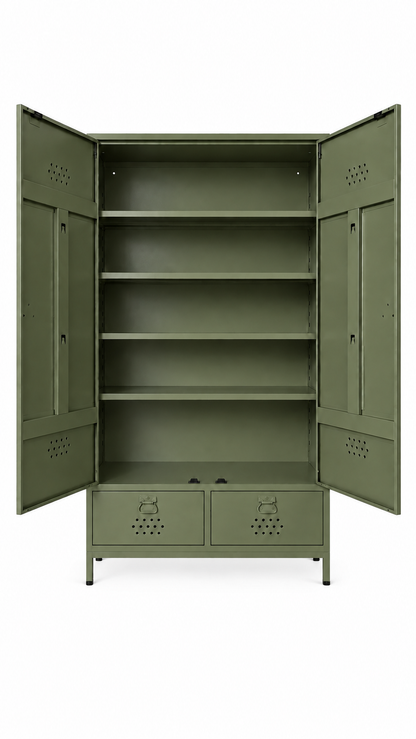 Petto Twiny Locker - Zeytin Yeşili - RAL 6003 - açık görünüm - Petto Tira paleti v2